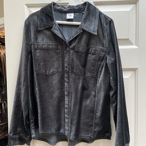 Cabi dark gray Velvet Button-Up Shirt/Jacket